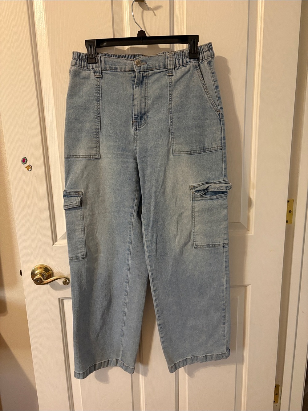 GOGO Light Blue Women's Boyfriend Cargo Jeans